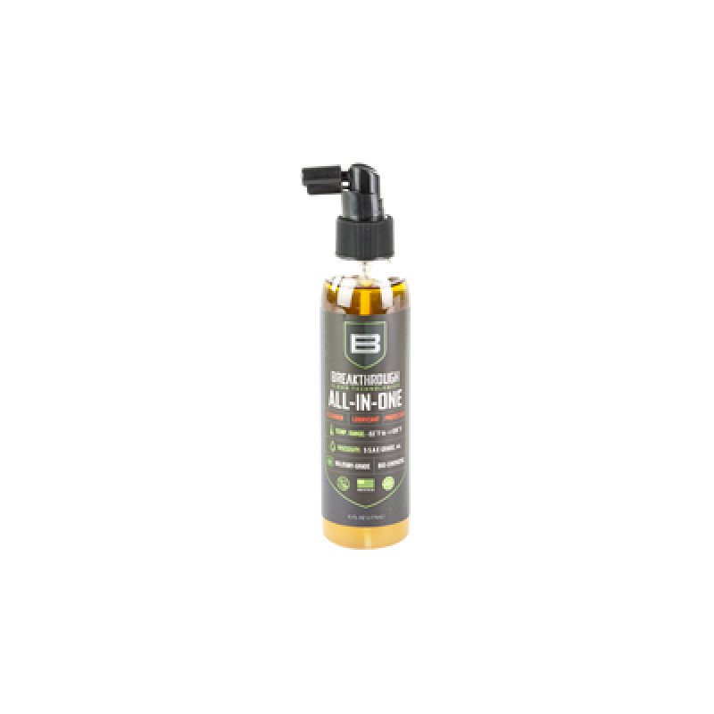 This biosynthetic All-In-One (CLP) is expertly crafted using the finest base oils additives and most effective solvents that modern chemistry has to offer.  MPN: BB-AIO-6OZ