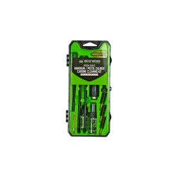 Breakthrough Clean Technologies Vision Series Cleaning Kit For Pistol Caliber Carbine .38/.40/.45 Cal Includes Cleaning Rod Sections Hard Bristle Nylon Brushes Jags Patch Holders Cotton Patches Durable Aluminum Handle And Mini Bottles of Breakthro