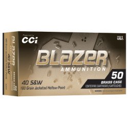 Blazer Ammunition Blazer Brass Hollow Point 40 SandW 180 Grain Jacketed Hollow Point 50 Round Box 5241