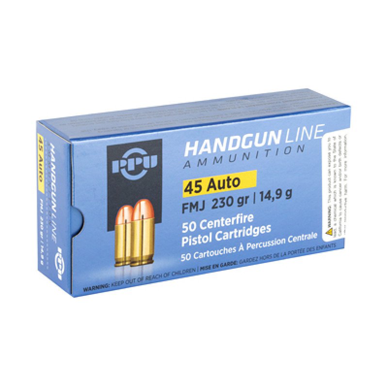 PPU handgun ammunition is available in many popular calibers for pistols and revolver style handguns.  MPN: PPH45F