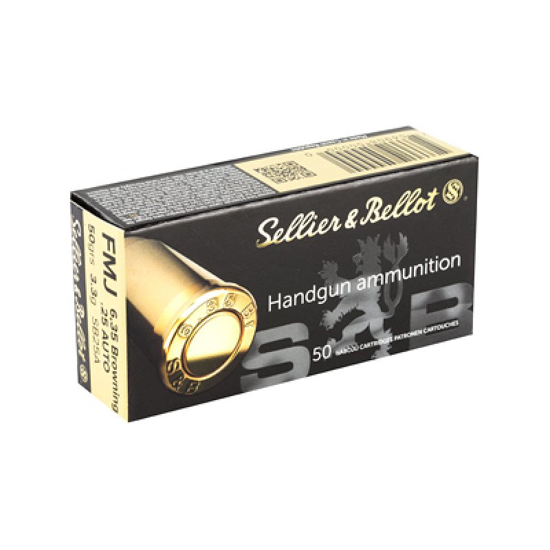 Sellier & Bellot Pistol 25ACP 50 Grain Full Metal Jacket 50 Round Box SB25A Full Metal Jacket projectiles are the ideal choice for recreational target shooting and extended training sessions at the range. MPN: SB25A