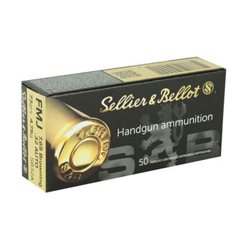 Sellier & Bellot Pistol 32ACP 73 Grain Full Metal Jacket 50 Round Box SB32A Full Metal Jacket projectiles are the ideal choice for recreational target shooting and extended training sessions at the range. MPN: SB32A