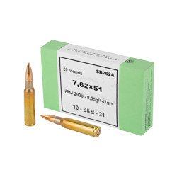 Sellier & Bellot Rifle 762NATO 147 Grain Full Metal Jacket 20 Round Box SB762A