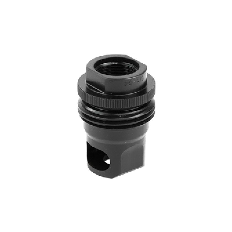 SilencerCo Single Port ASR Muzzle Brake 5/8x24 Fits ASR Mounts .30cal/7.62MM AC2627 This single port muzzle brake is compatible with all SilencerCo ASR Mounts and with multiple thread and caliber optionsin you can shoot suppressed for any demand. MPN: AC2627
